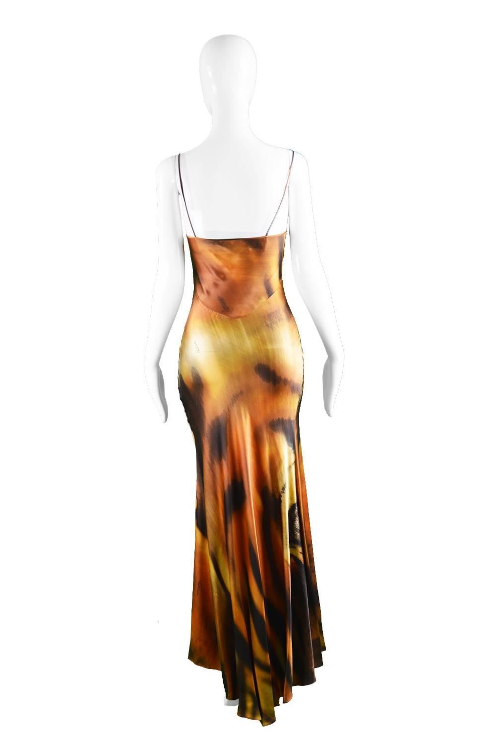 Women's Iconic Roberto Cavalli Silk Tiger Print Runway Dress, c. Fall 2000