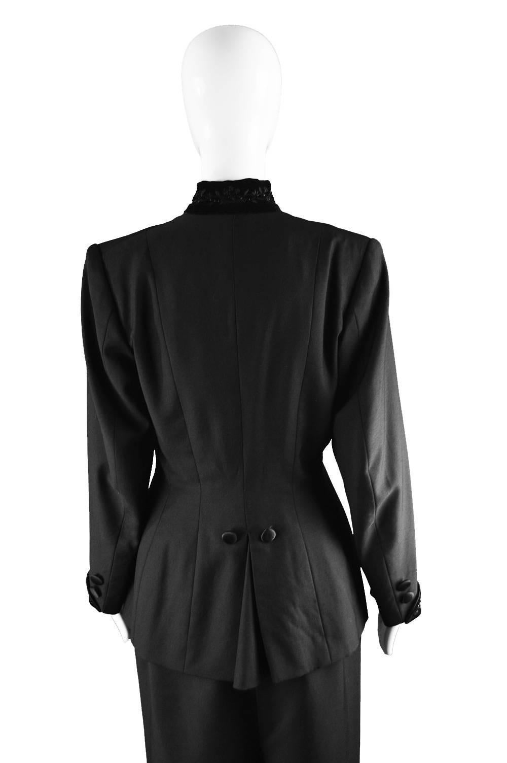 Hardy Amies Couture Vintage Black Hand Tailored Skirt Suit, 1960s 4