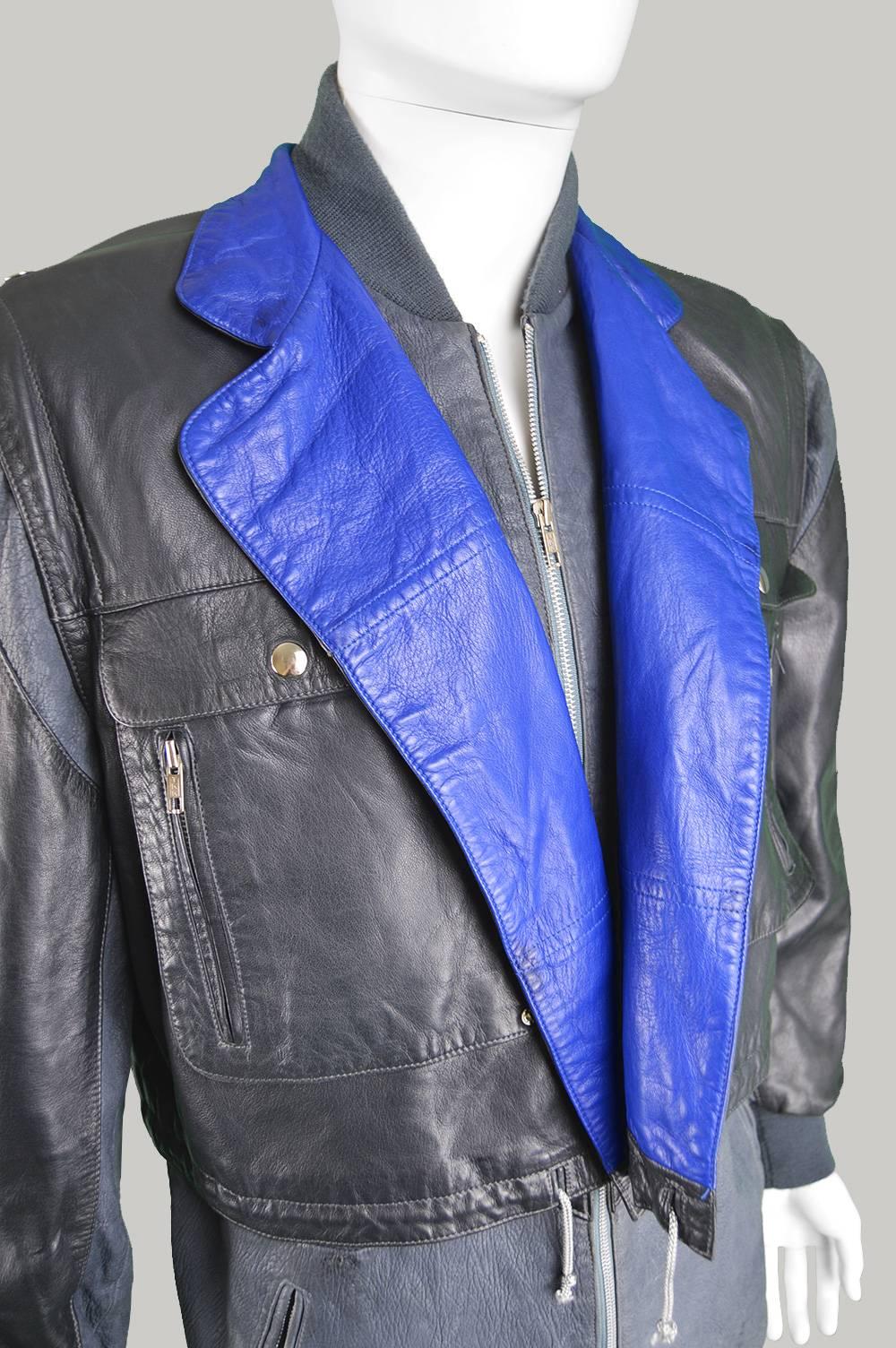 Claude Montana Men's Lambskin Leather Jacket with Detachable Vest, 1980s For Sale 4