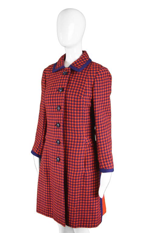 Jean Patou Red and Navy Houndstooth Check Two Piece Jacket and Dress ...
