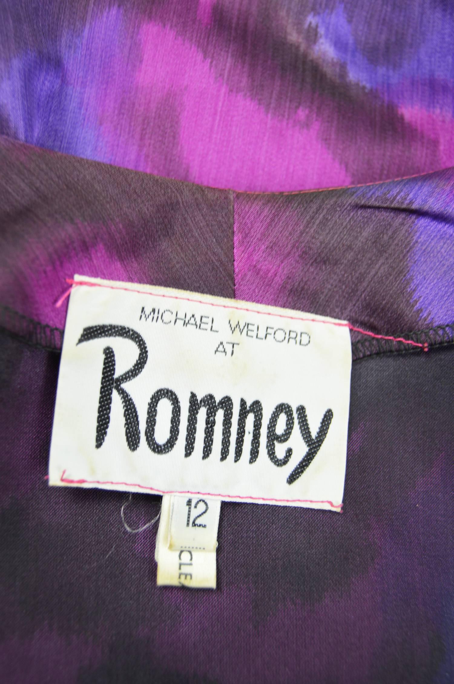 Vintage Romney Pink and Purple Avant Garde Pointed Hem Jacket, 1980s For Sale 2