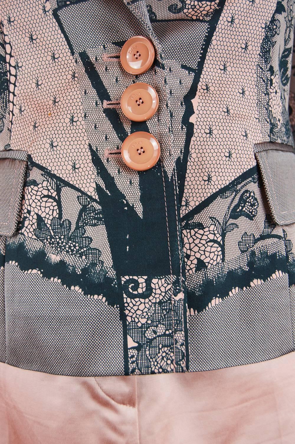 John Galliano for Christian Dior Trompe L'oeil Lace Effect Skirt Suit, S/S 2006 In Excellent Condition In Doncaster, South Yorkshire