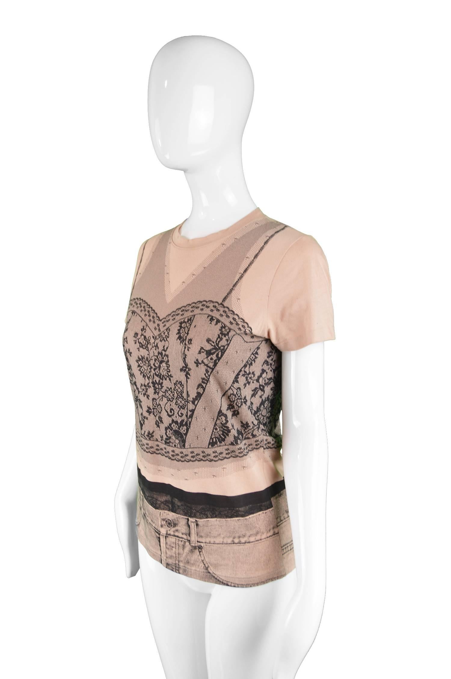 John Galliano for Christian Dior Nude Trompe L'oeil T Shirt, A/W 2006 In Excellent Condition In Doncaster, South Yorkshire