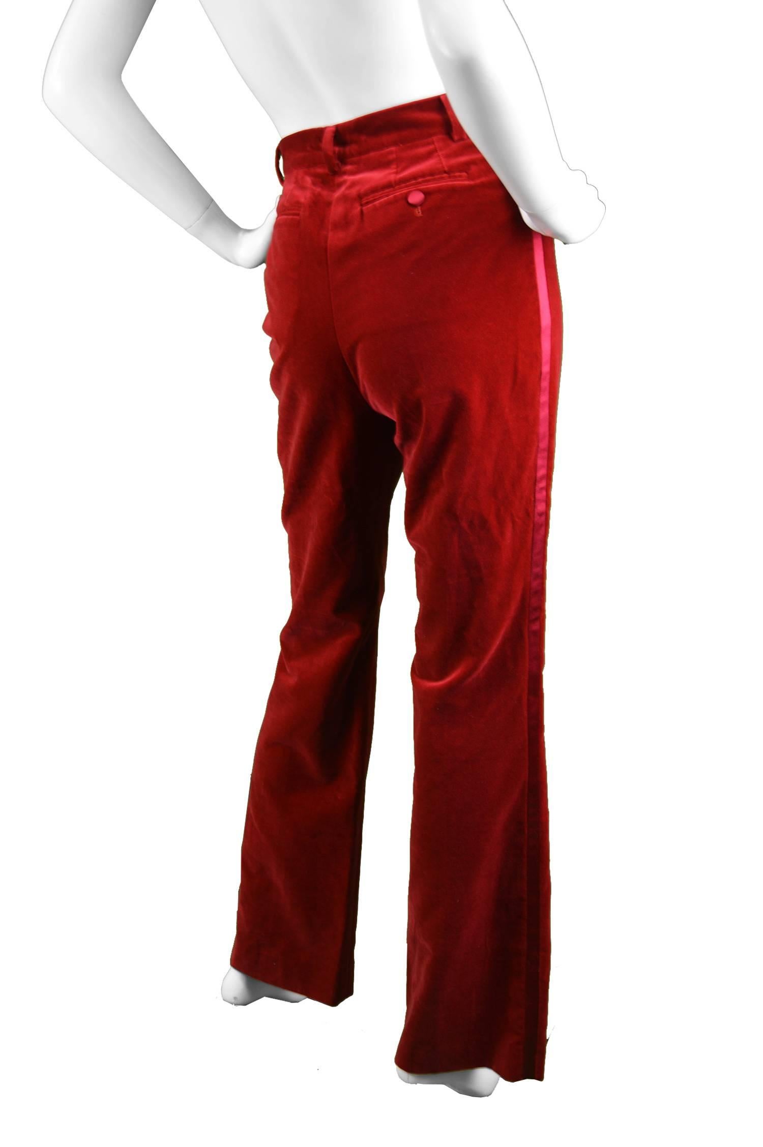 Tom Ford for Gucci Iconic Red Velvet Tuxedo Pants with Satin Trim, Fall 1996 In Excellent Condition In Doncaster, South Yorkshire