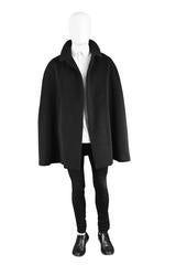 Rare Hardy Amies Mens Vintage Black Wool Cape Coat, 1960s