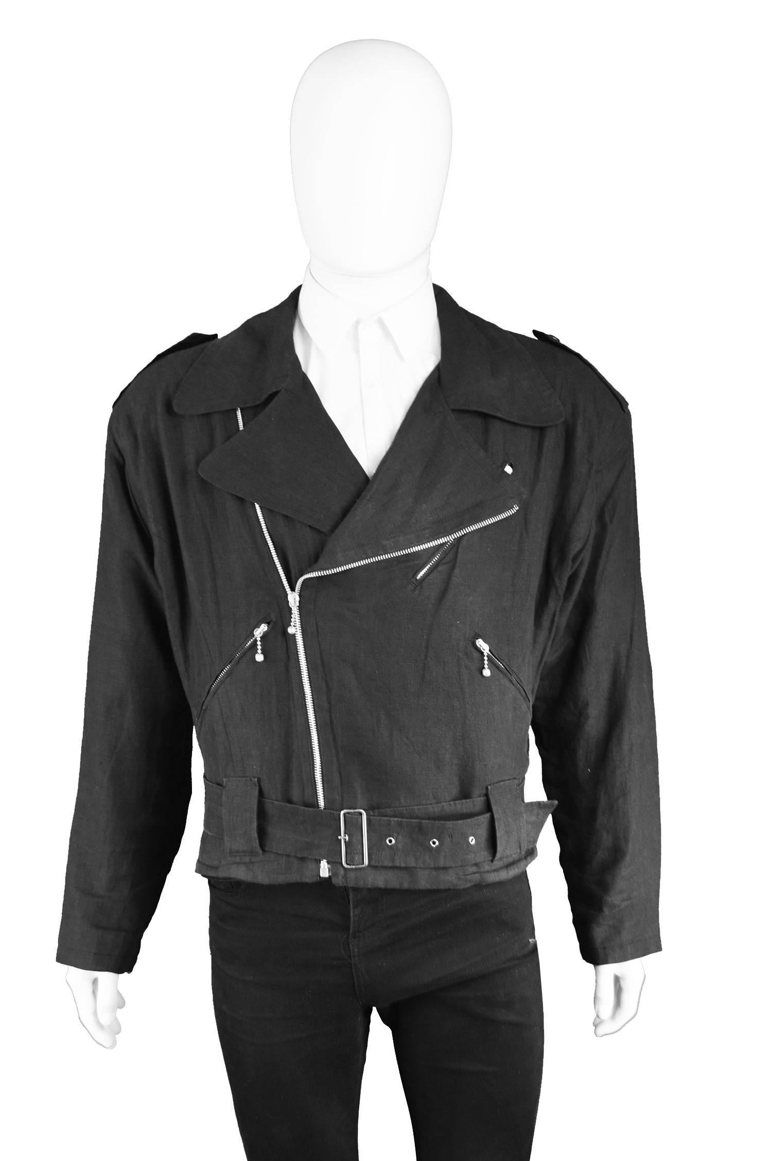 An incredible vintage mens biker style jacket from the 80s by legendary fashion designer, Jean Paul Gaultier for his rare collaboration with men's label Bogy's, similarly to Gibo and Equator he collaborated with Italian company Bogys until the late