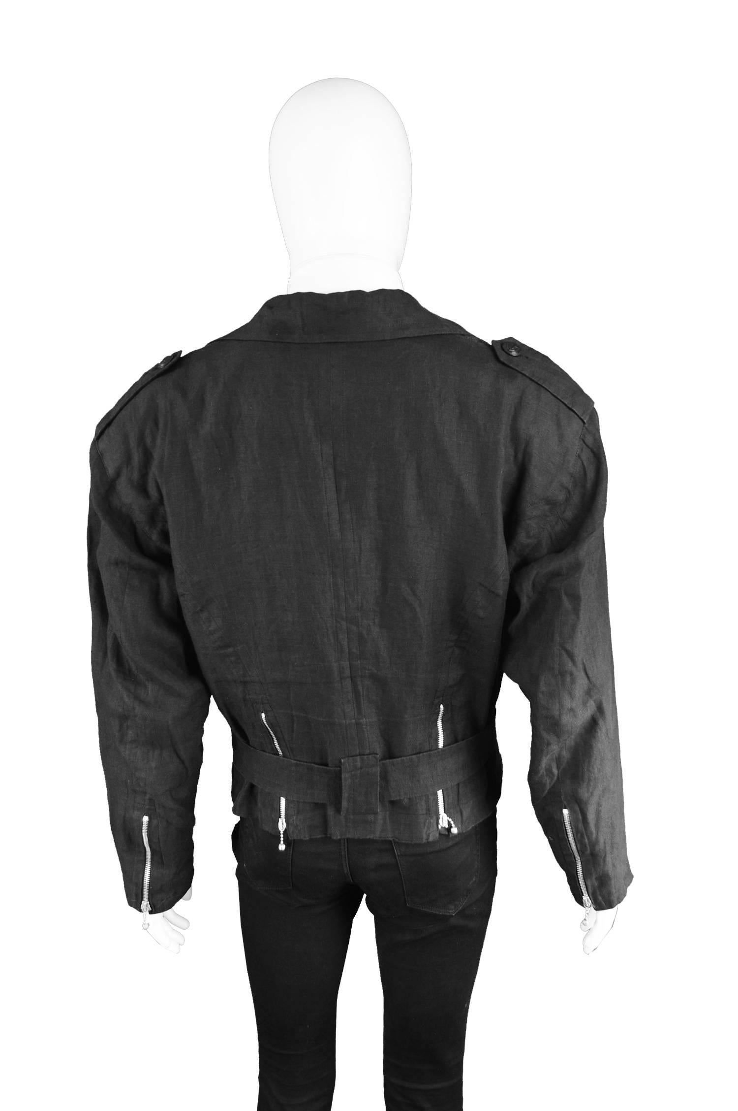Rare Jean Paul Gaultier Pour Bogy's Men's Vintage Linen Biker Jacket, 1980s 1