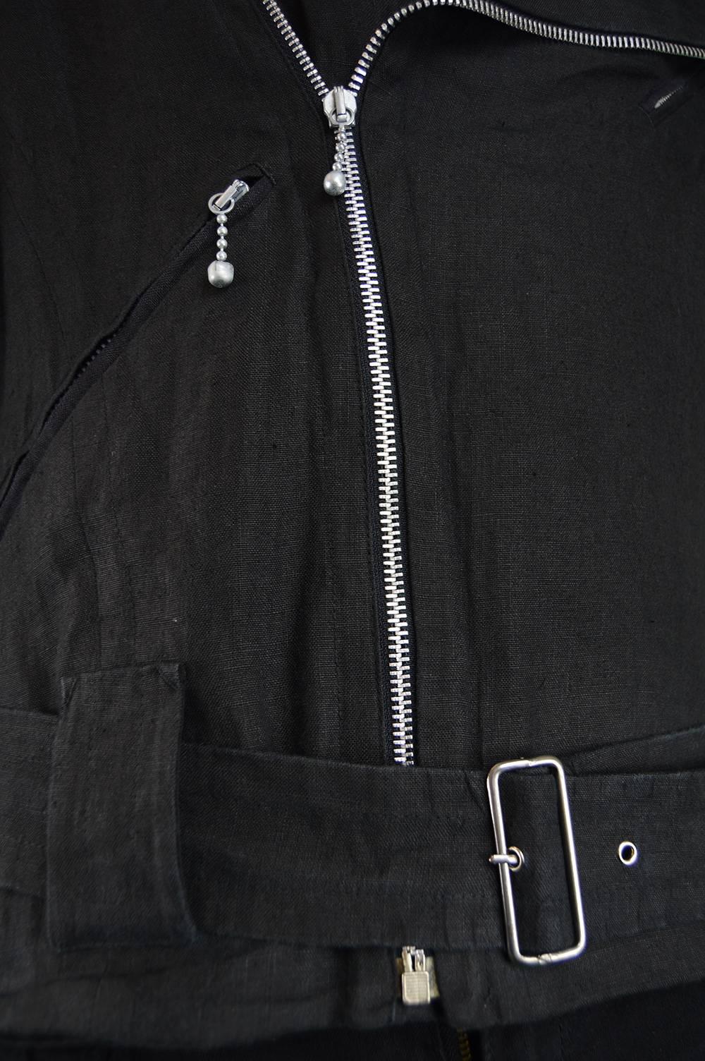 Rare Jean Paul Gaultier Pour Bogy's Men's Vintage Linen Biker Jacket, 1980s In Excellent Condition In Doncaster, South Yorkshire