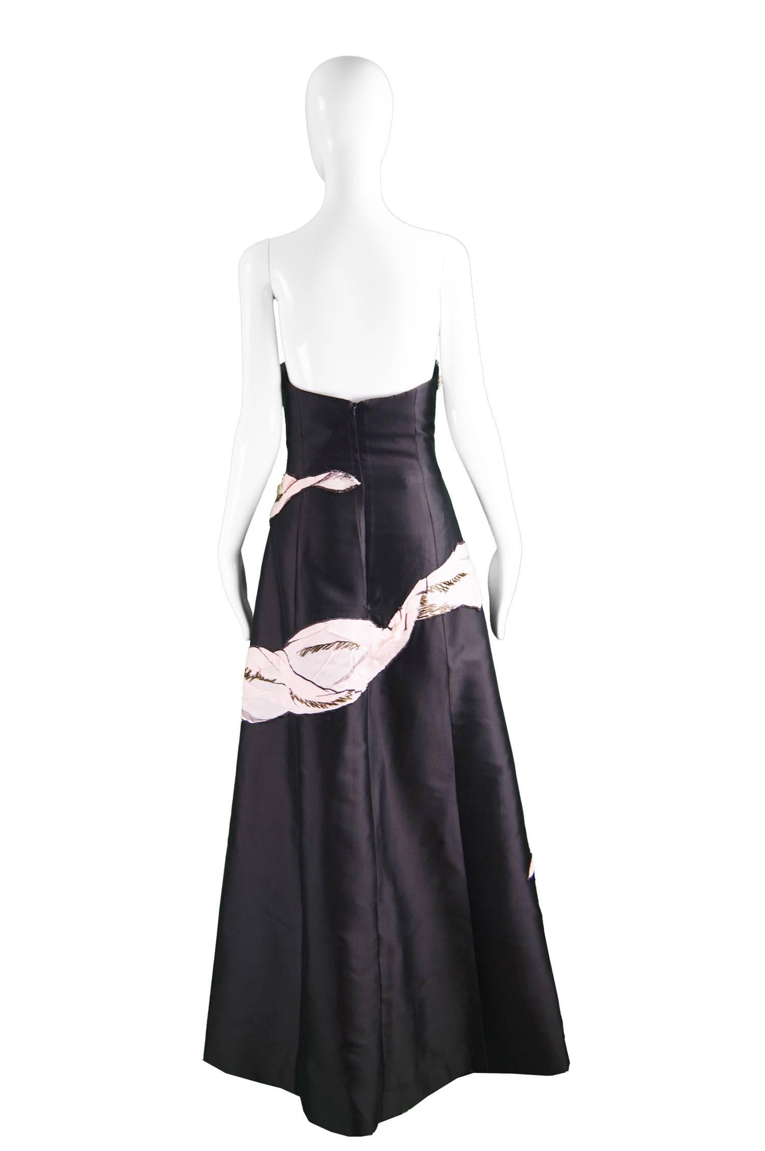 Women's Bruce Oldfield Couture Trompe L'oeil Embroidered Silk & Organza Strapless Gown