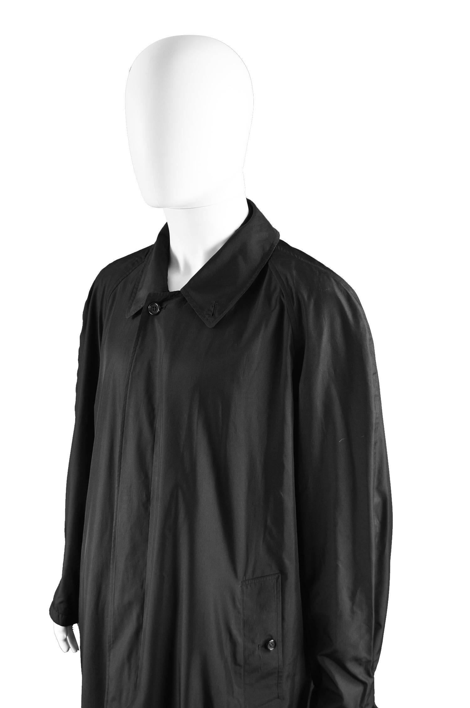 Burberry Men's Black Parachute Silk Vintage Wind Coat, 1980s 1