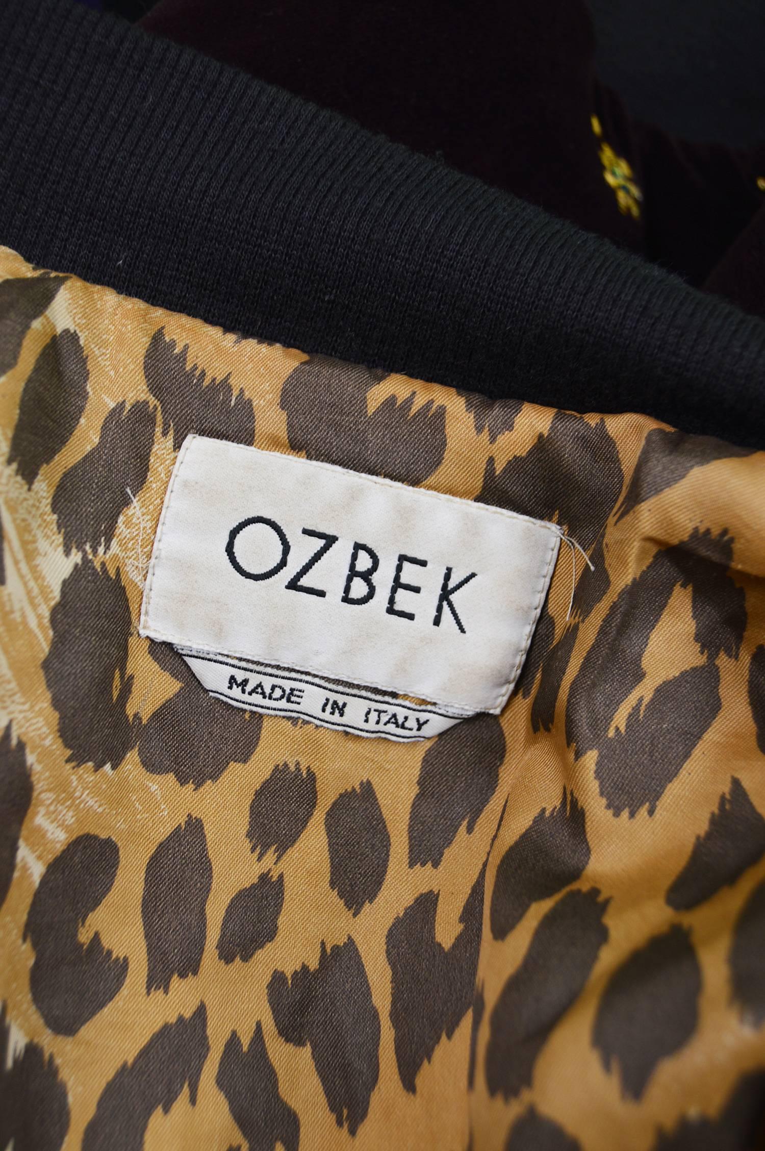 Rifat Ozbek Embroidered Color Block Velvet Women's Bomber Jacket, 1990s 3