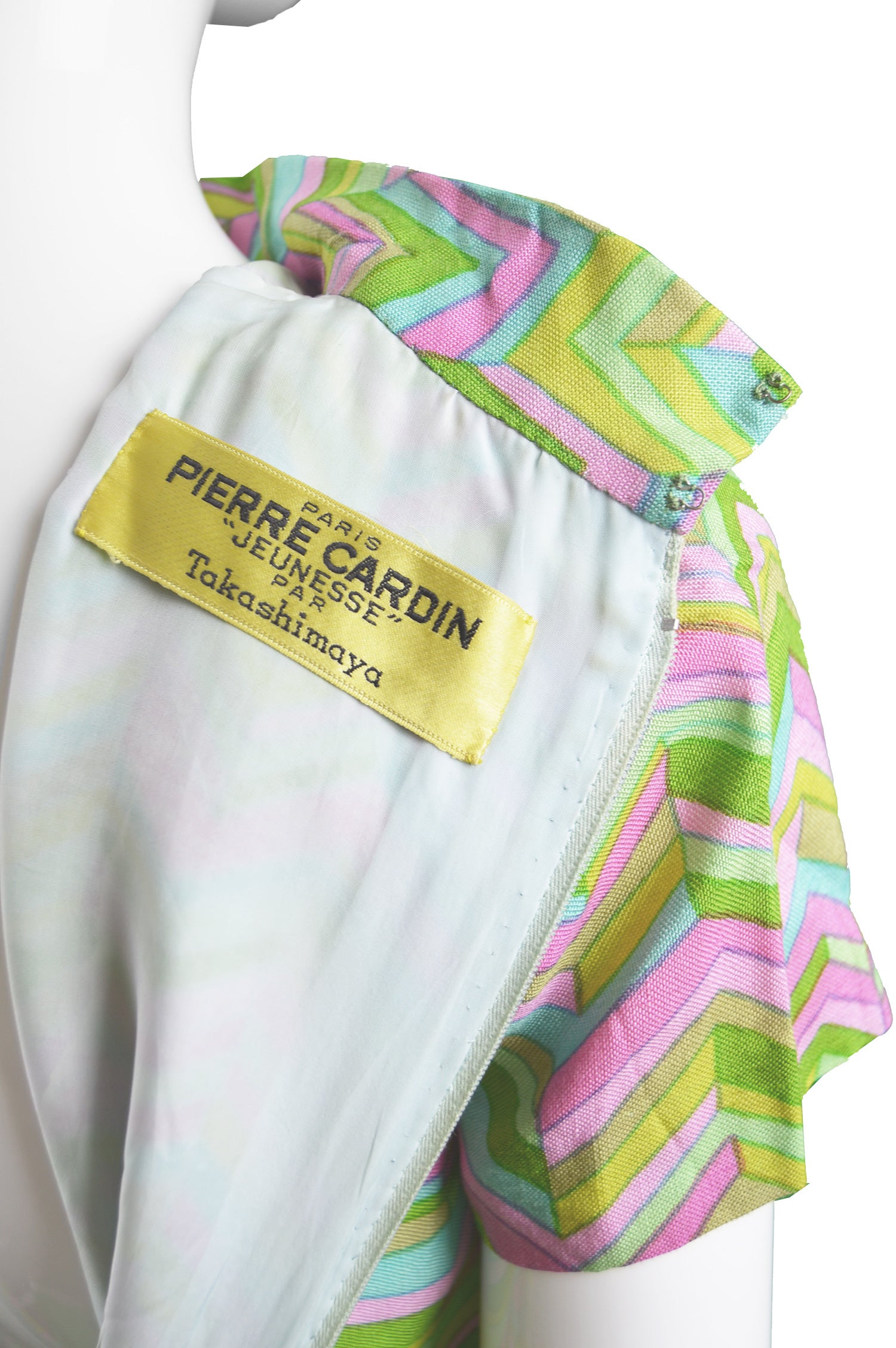 Pierre Cardin For Takashimaya Zig Zag Print Linen Mod Shirt Dress