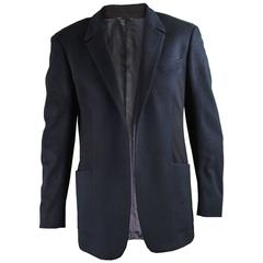 Thierry Mugler Vintage Hommes Minimalist Laine & Cachemire Noir et Marine Blazer