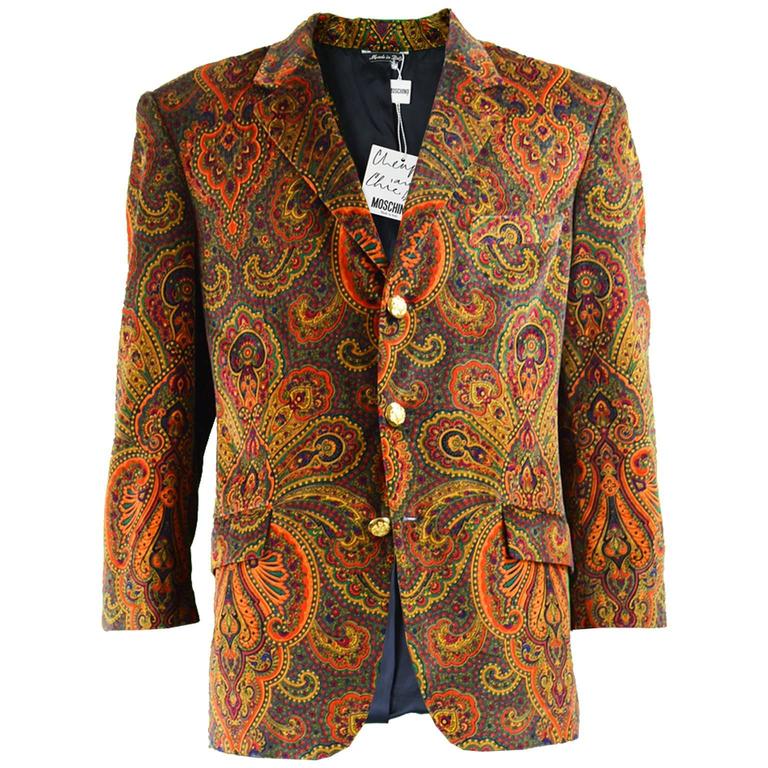 Moschino Vintage Men's Unworn with Tags Velvet Paisley Blazer Jacket ...