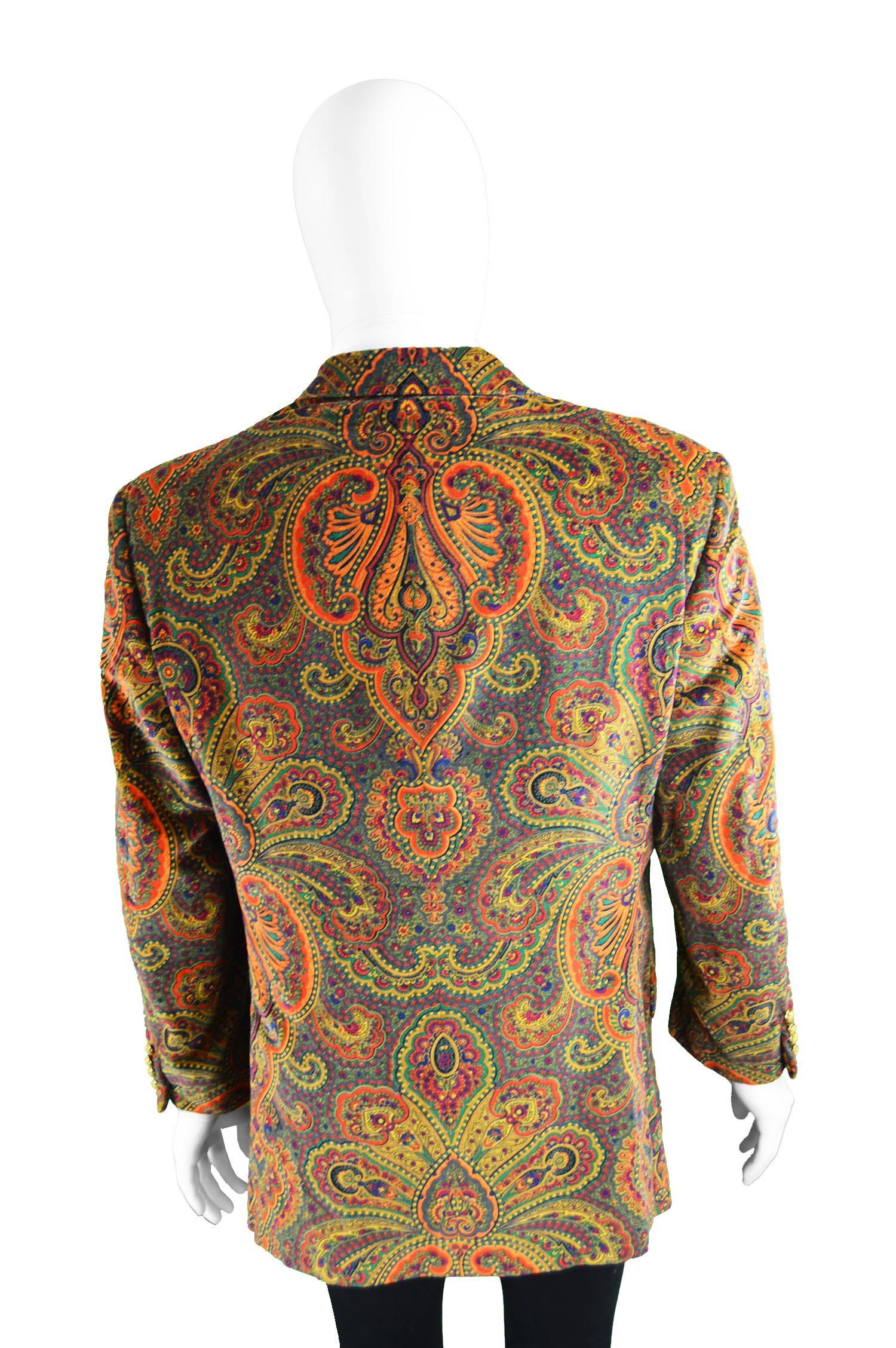 Moschino Vintage Men's Unworn with Tags Velvet Paisley Blazer Jacket, 1980s  In New Condition For Sale In Doncaster, South Yorkshire