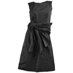 Chloe Black Silk Taffeta Cocktail Party Dress with Draped Bow Detail 8