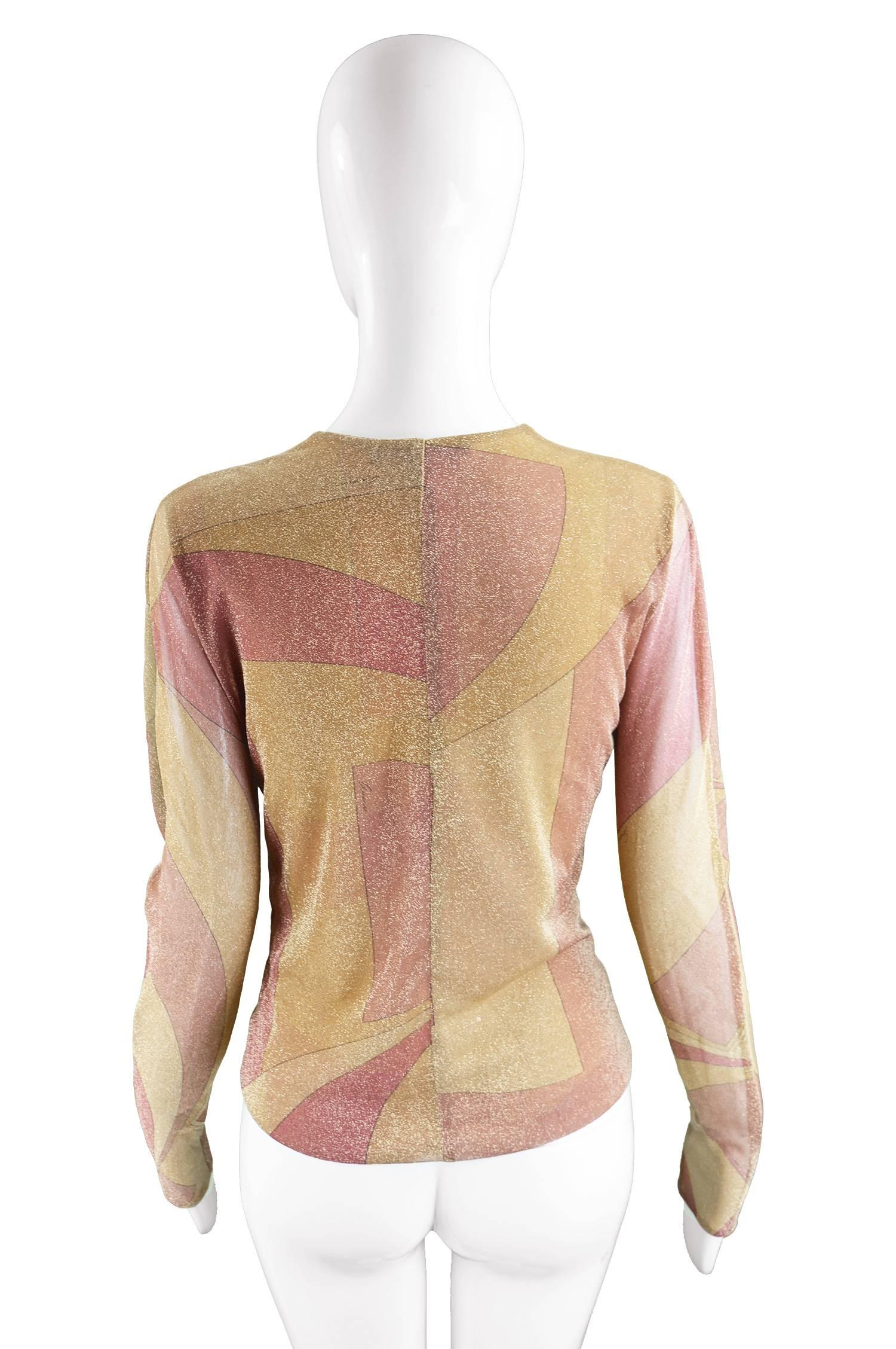 Tom Ford for Gucci Plunging Neckline Gold and Pink Lurex Blouse, A / W 2000 2