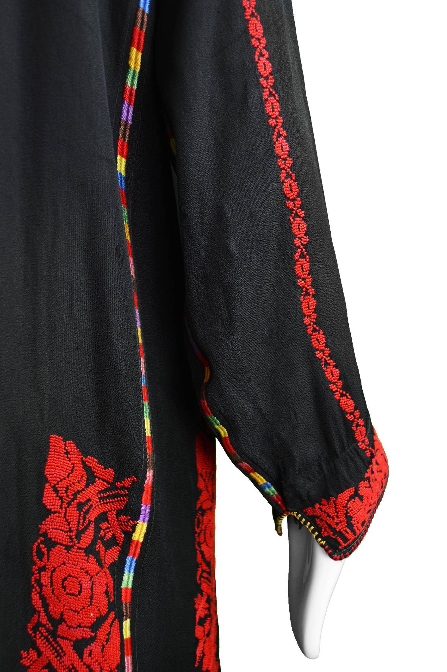 Women's Hand Embroidered Black Vintage Bedouin Palestinian Tribal Dress, c.1930s