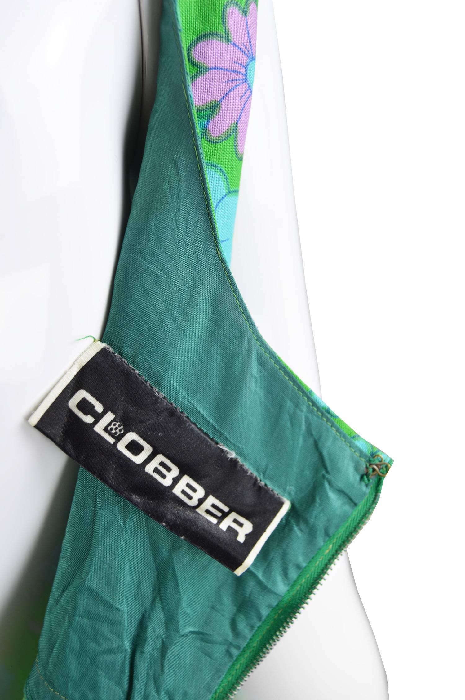 Green Jeff Banks for Clobber Vintage British Boutique Mini Dress, 1960s For Sale