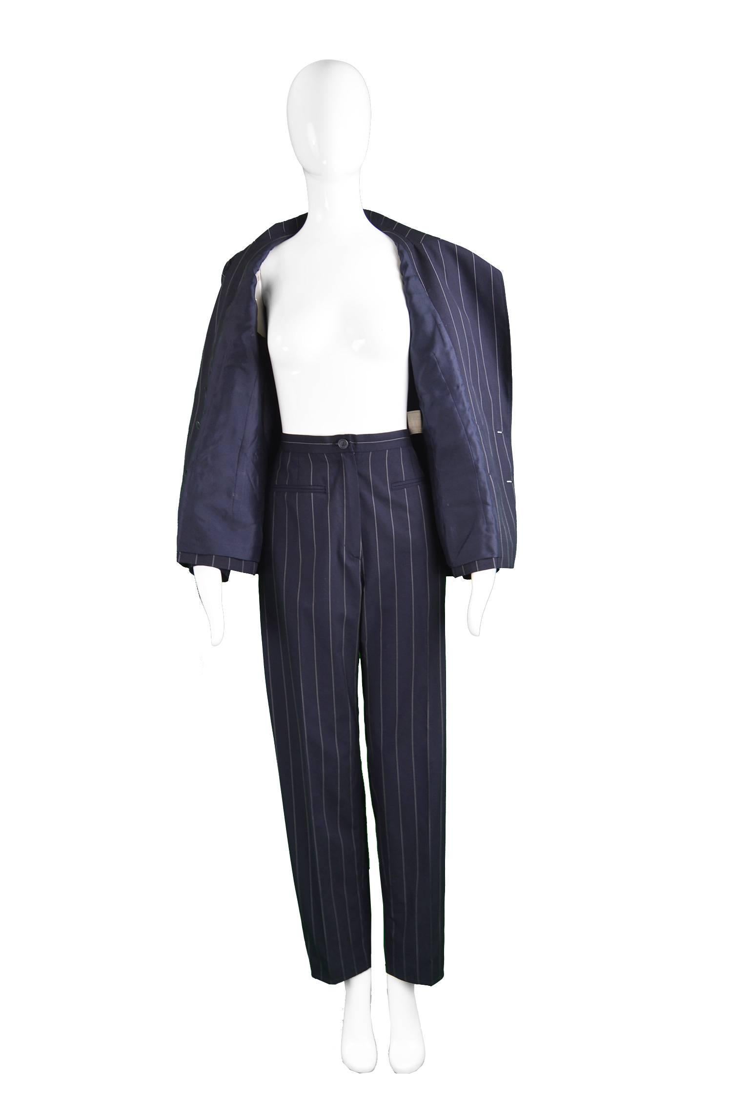Chanel Womens Vintage Menswear Inspired Pinstripe Pant Suit, S/S 1997 1