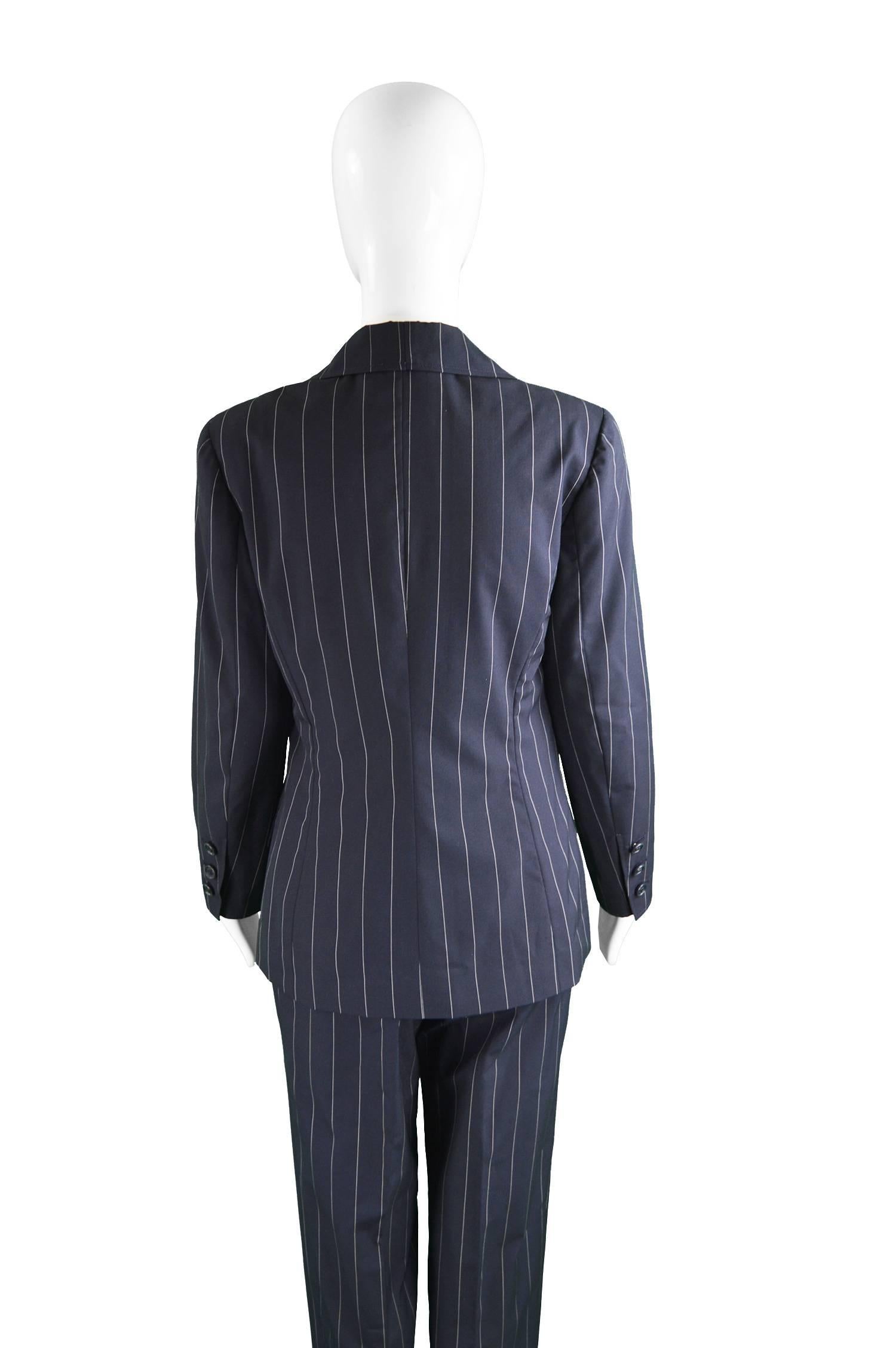 Women's Chanel Womens Vintage Menswear Inspired Pinstripe Pant Suit, S/S 1997