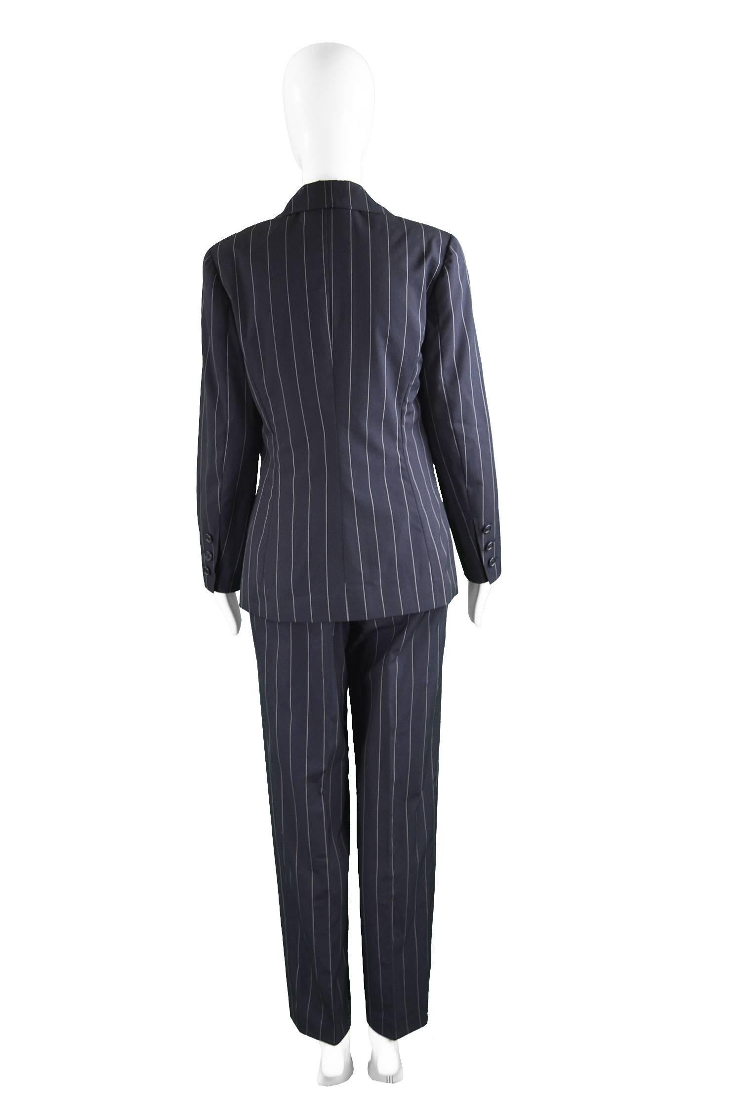 Chanel Womens Vintage Menswear Inspired Pinstripe Pant Suit, S/S 1997 In Excellent Condition In Doncaster, South Yorkshire