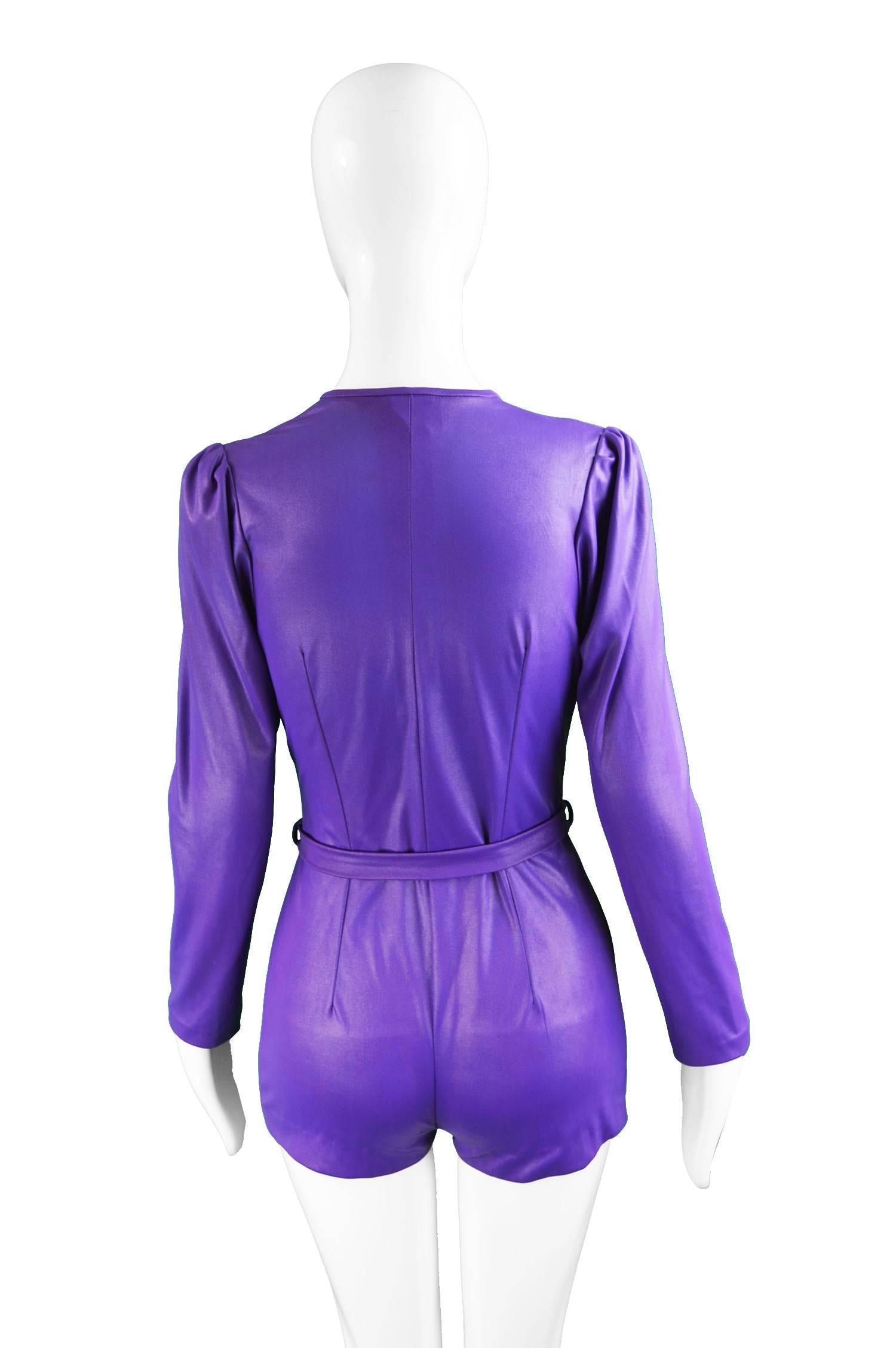 London Mob of Carnaby Street Purple Wet Look Playsuit, 1960s For Sale 1