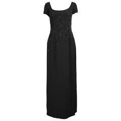 Bob Mackie Black Bugle Beaded Evening Gown, 1980s 8