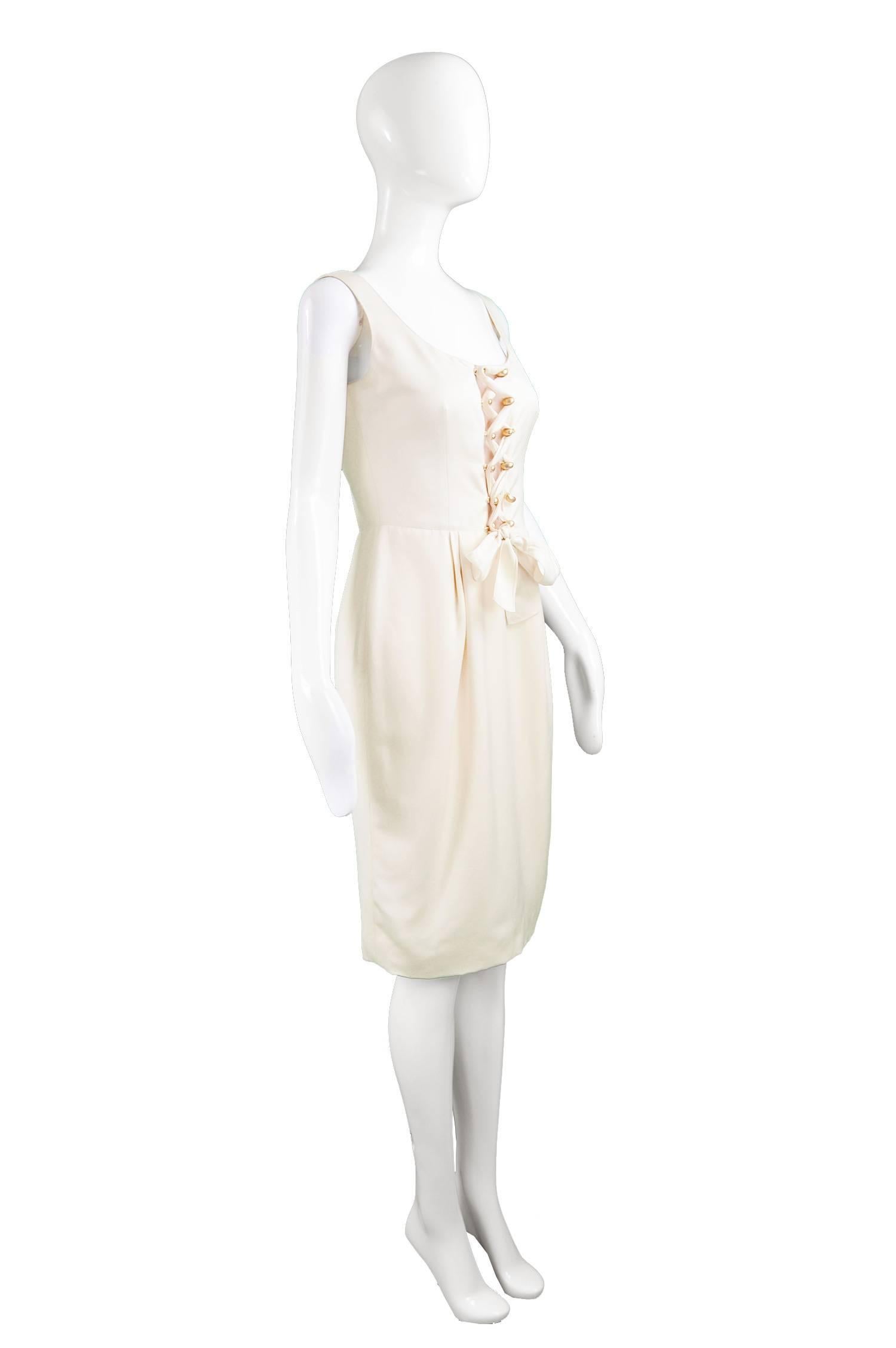 Valentino Cream Evening Dress with Sheer Nude Mesh Bust Panel S/S 1995 1