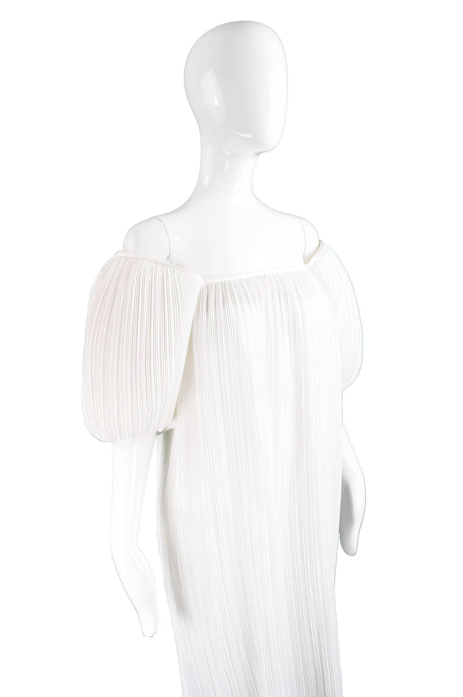 Women's S.G. Gilbert for I. Magnin Ethereal White Vintage Fortuny Pleat Dress, 1980s