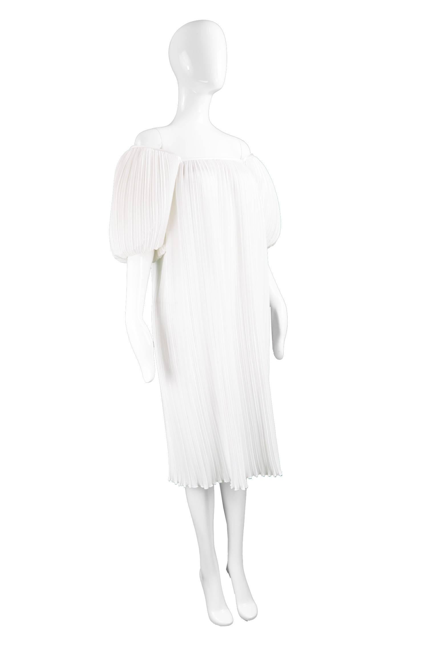 S.G. Gilbert for I. Magnin Ethereal White Vintage Fortuny Pleat Dress, 1980s 1