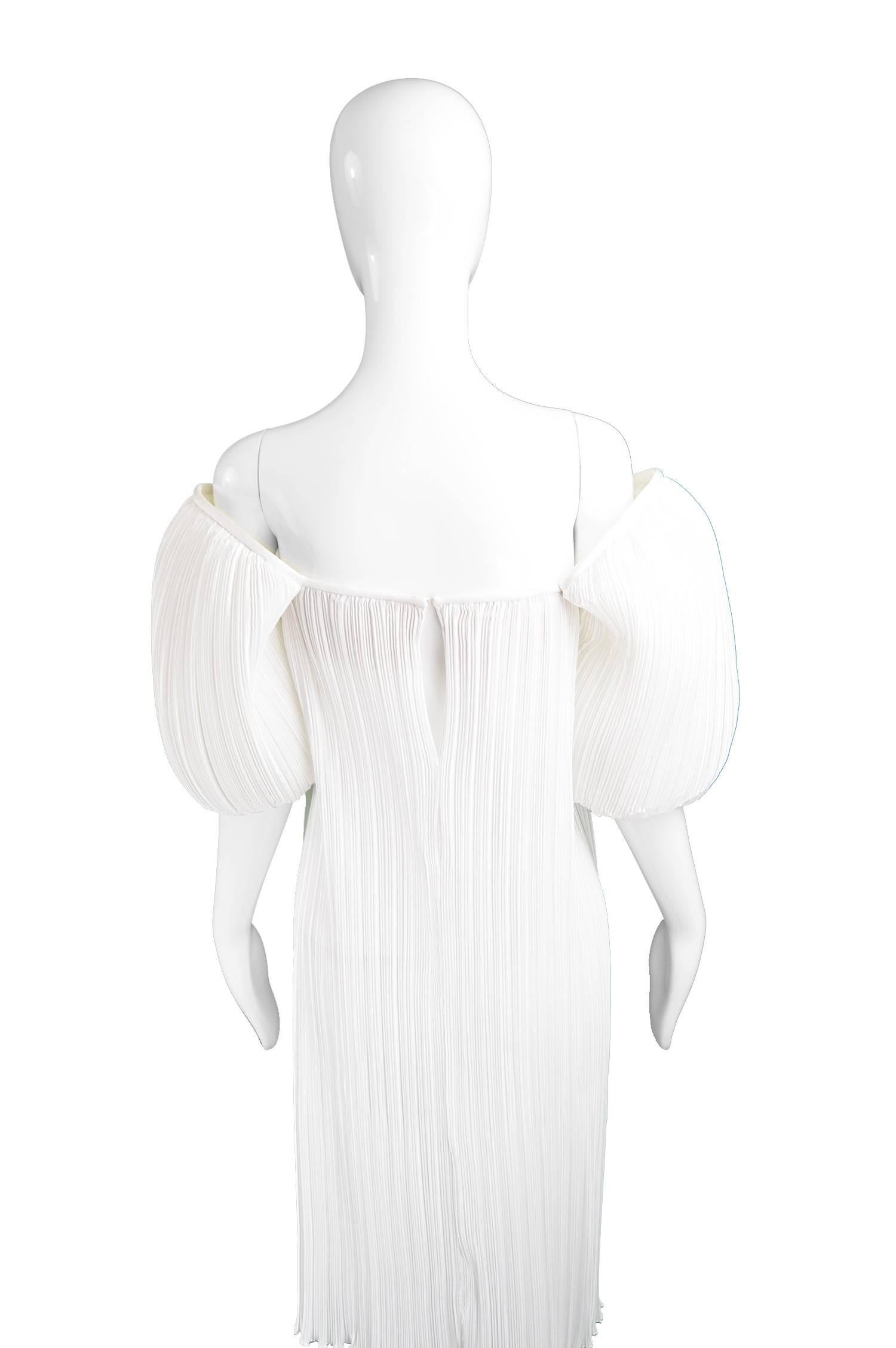 S.G. Gilbert for I. Magnin Ethereal White Vintage Fortuny Pleat Dress, 1980s 2