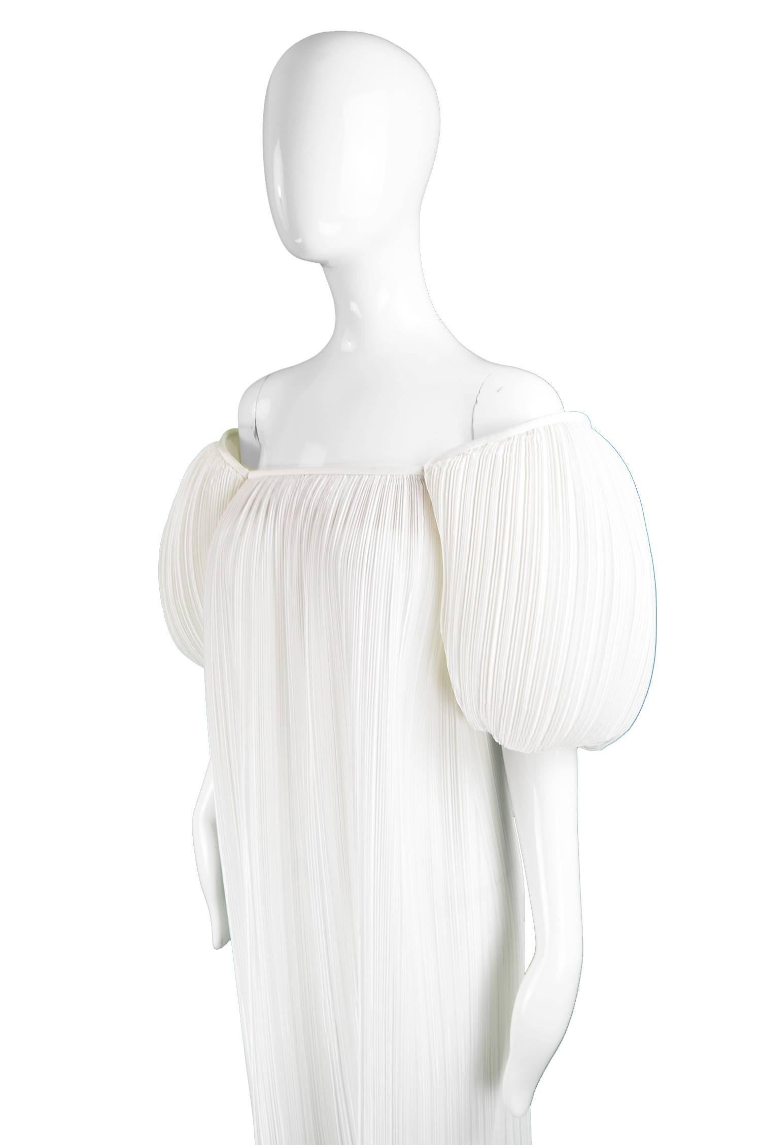 S.G. Gilbert for I. Magnin Ethereal White Vintage Fortuny Pleat Dress, 1980s In Excellent Condition In Doncaster, South Yorkshire
