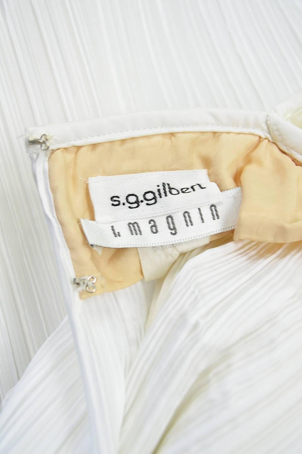 S.G. Gilbert for I. Magnin Ethereal White Vintage Fortuny Pleat Dress, 1980s 3