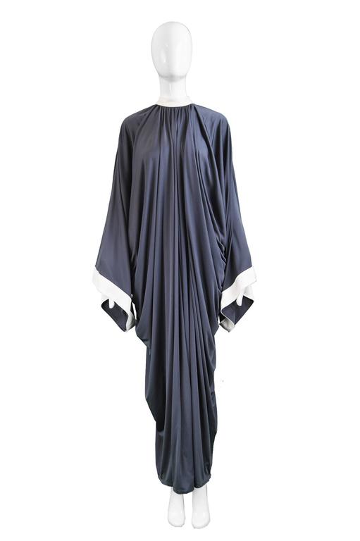 Yuki Draped Jersey Monastic Grey Kimono Sleeve Evening Gown, 1970s For ...
