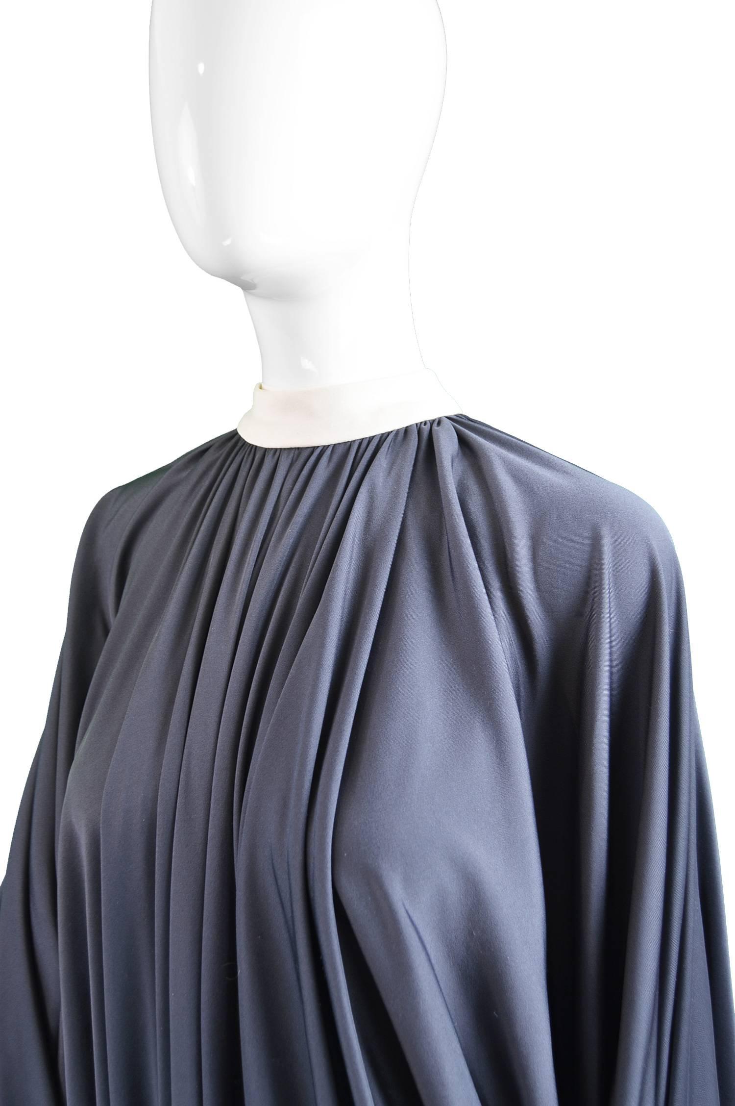 Yuki Draped Jersey Monastic Grey Kimono Sleeve Evening Gown, 1970s In Excellent Condition In Doncaster, South Yorkshire