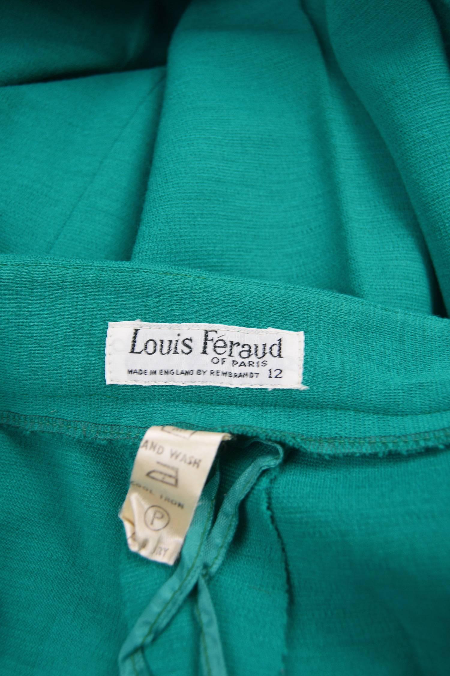 Louis Feraud Vintage Wide Leg Knit Teal Palazzo Pants, 1970s 2