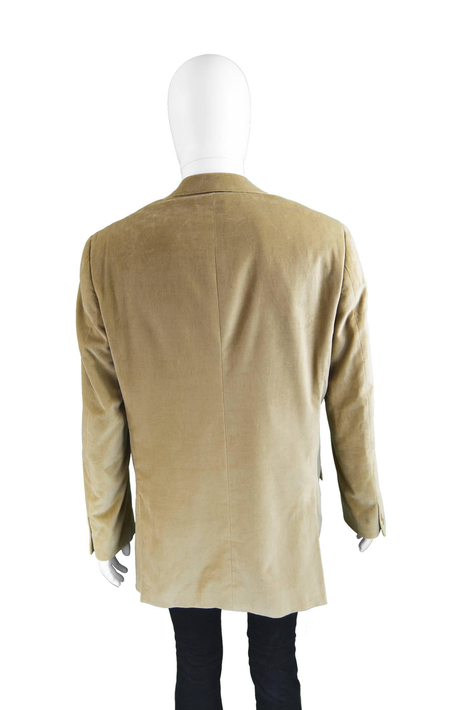 Brown Ted Lapidus Men's Single Breasted Camel Velvet Blazer Jacket For Sale