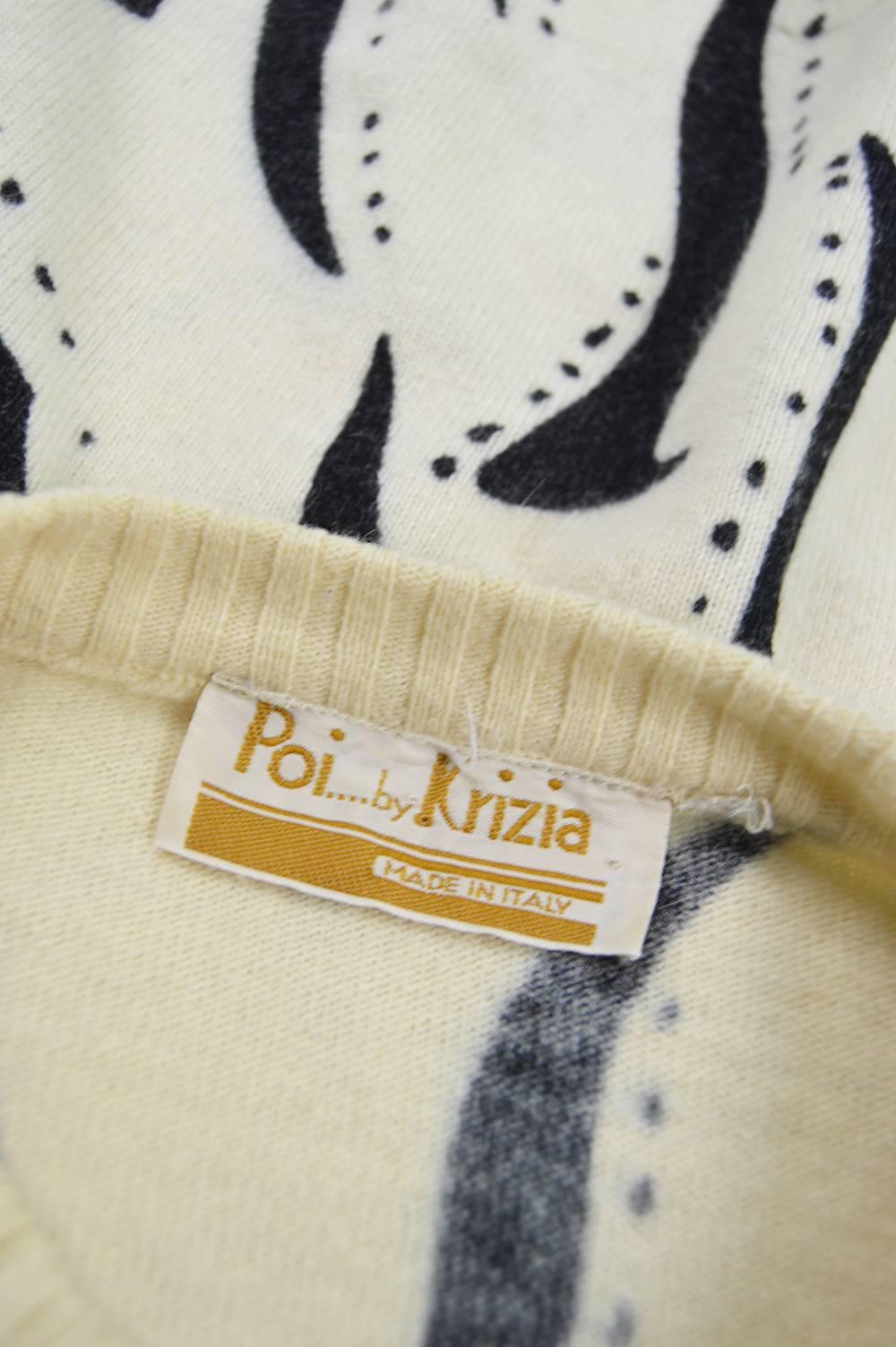 Krizia Iconic 'Animal Series' Cream Wool Tiger Face Knit Sweater, 1980s 3
