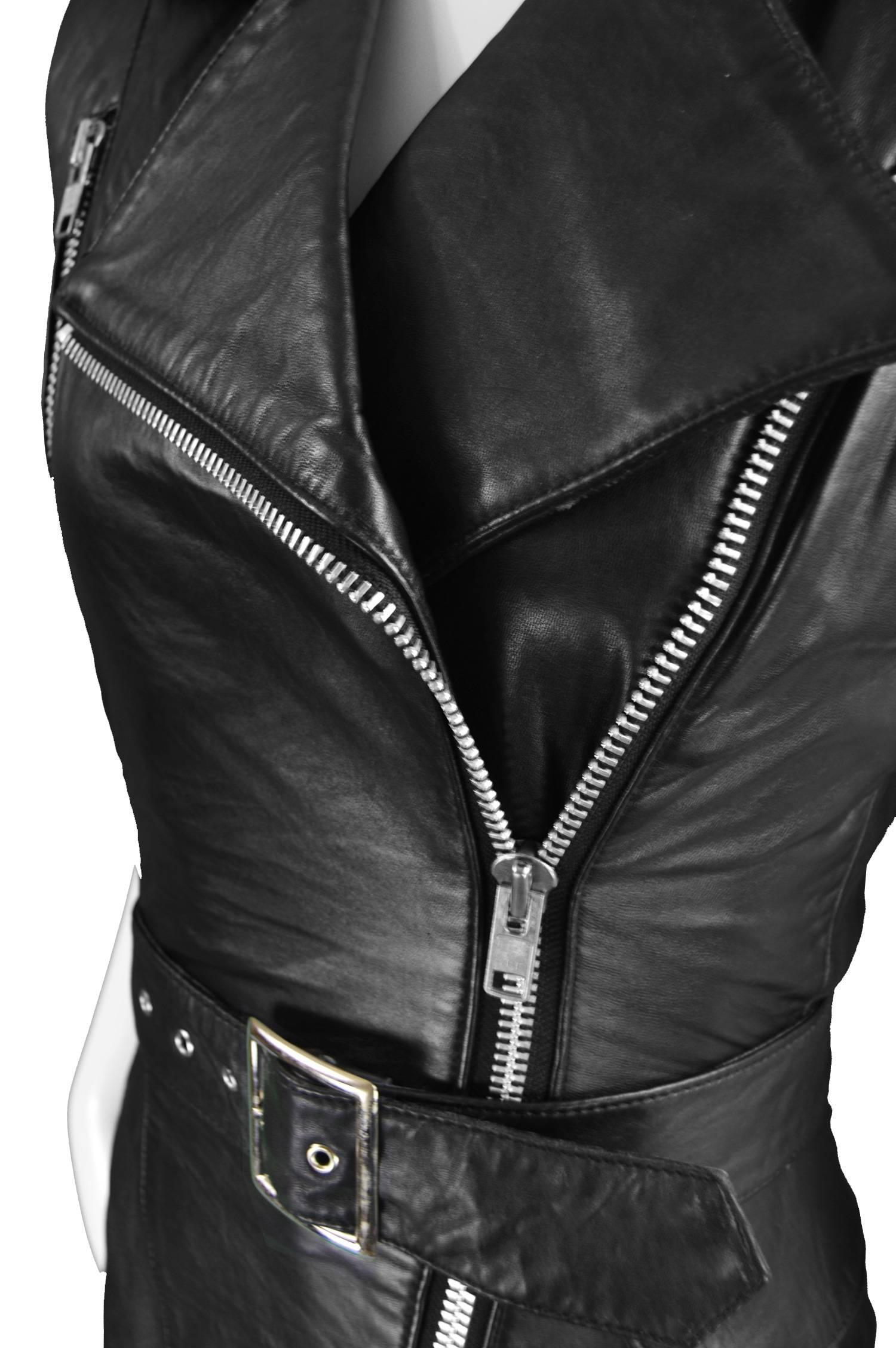 Michael Hoban for North Beach Leather Black Leather Biker Style Dress ...