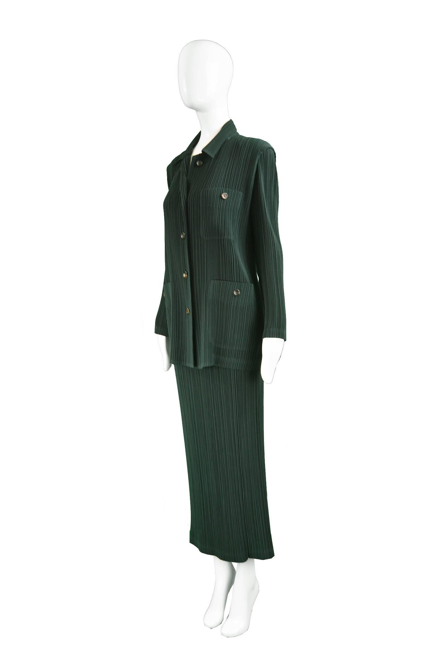 Issey Miyake Vintage Two Piece Pleated Jacket & Dress / Skirt Set, 1990s In Excellent Condition For Sale In Doncaster, South Yorkshire