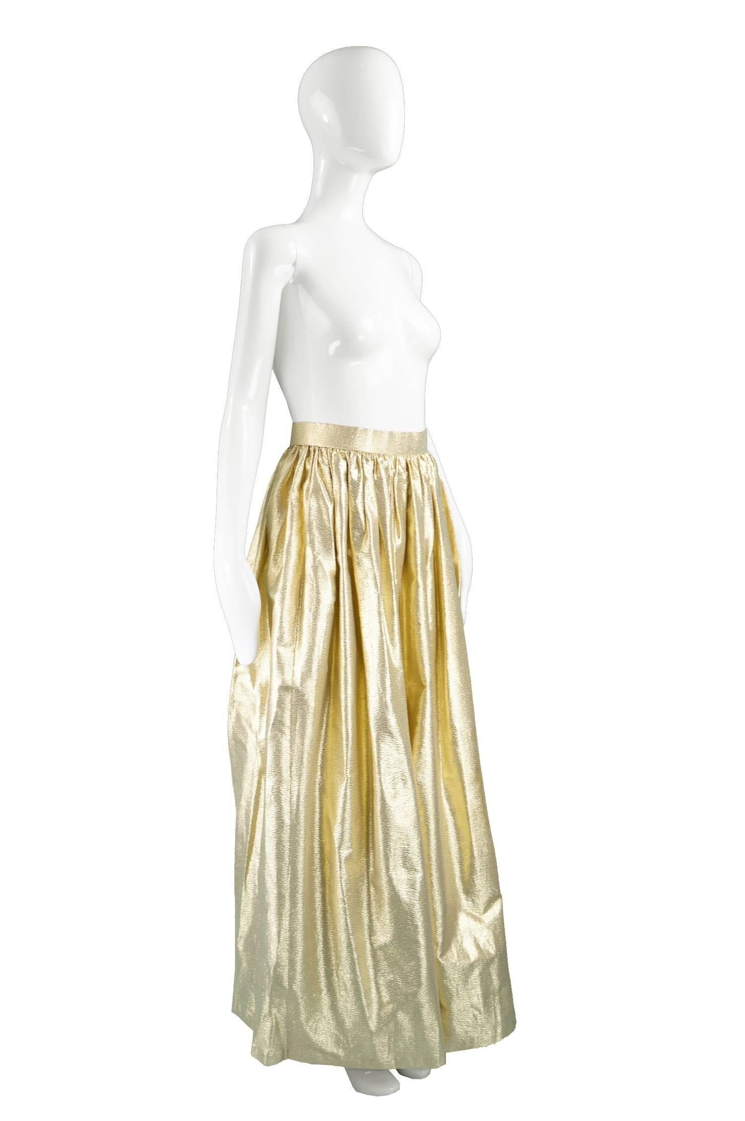 Albert Capraro Vintage Metallic Gold Lamé Maxi Skirt, 1980s In Excellent Condition In Doncaster, South Yorkshire