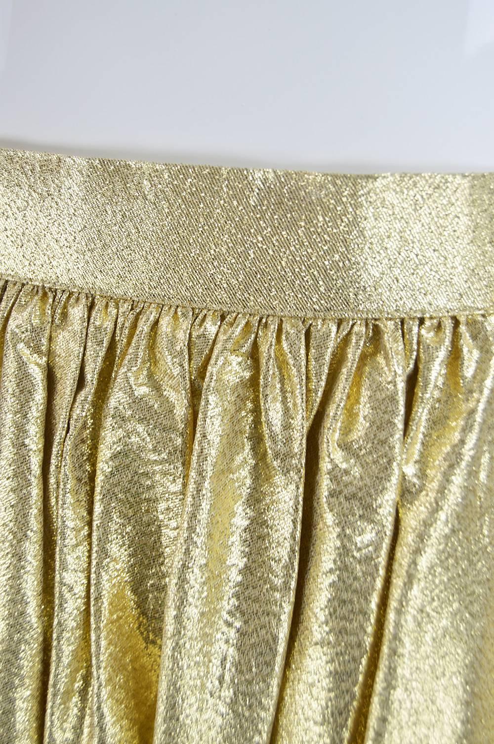 Women's Albert Capraro Vintage Metallic Gold Lamé Maxi Skirt, 1980s