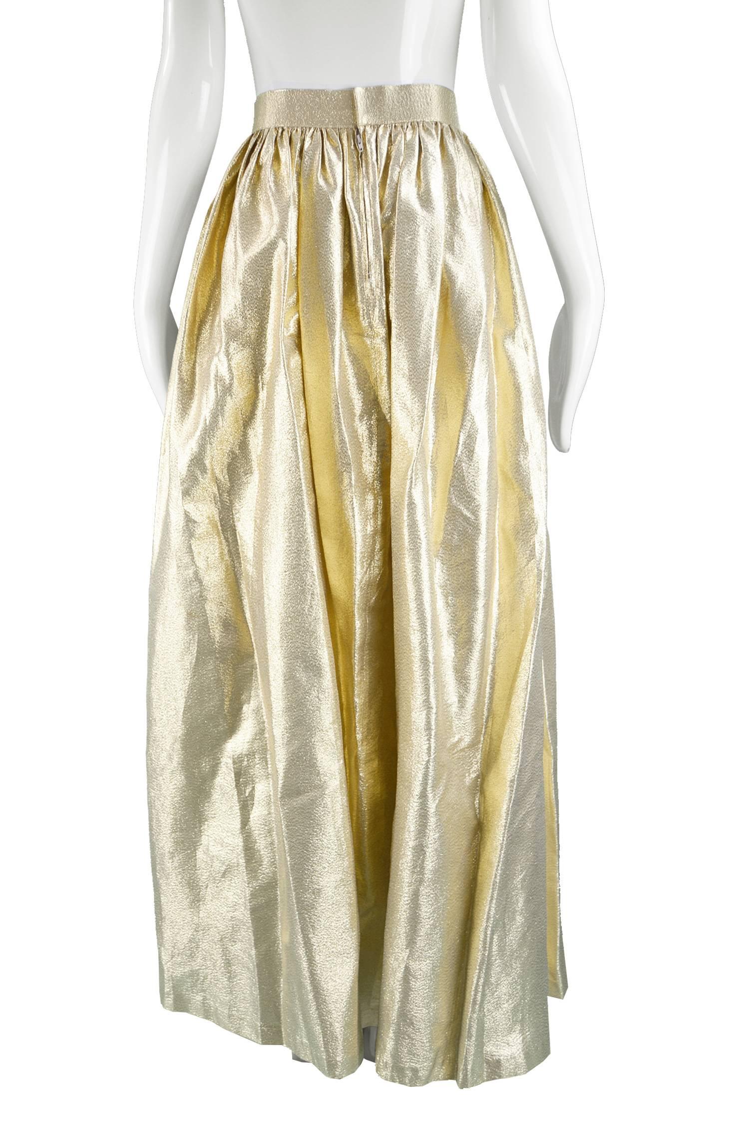 Albert Capraro Vintage Metallic Gold Lamé Maxi Skirt, 1980s 2