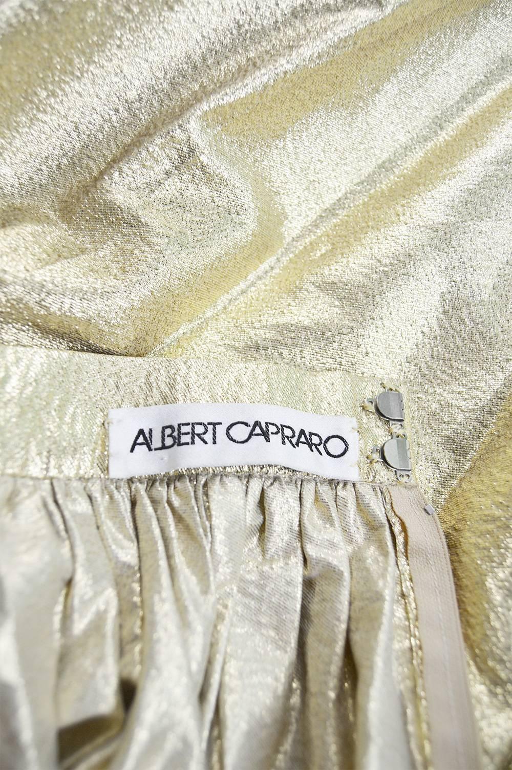 Albert Capraro Vintage Metallic Gold Lamé Maxi Skirt, 1980s 4