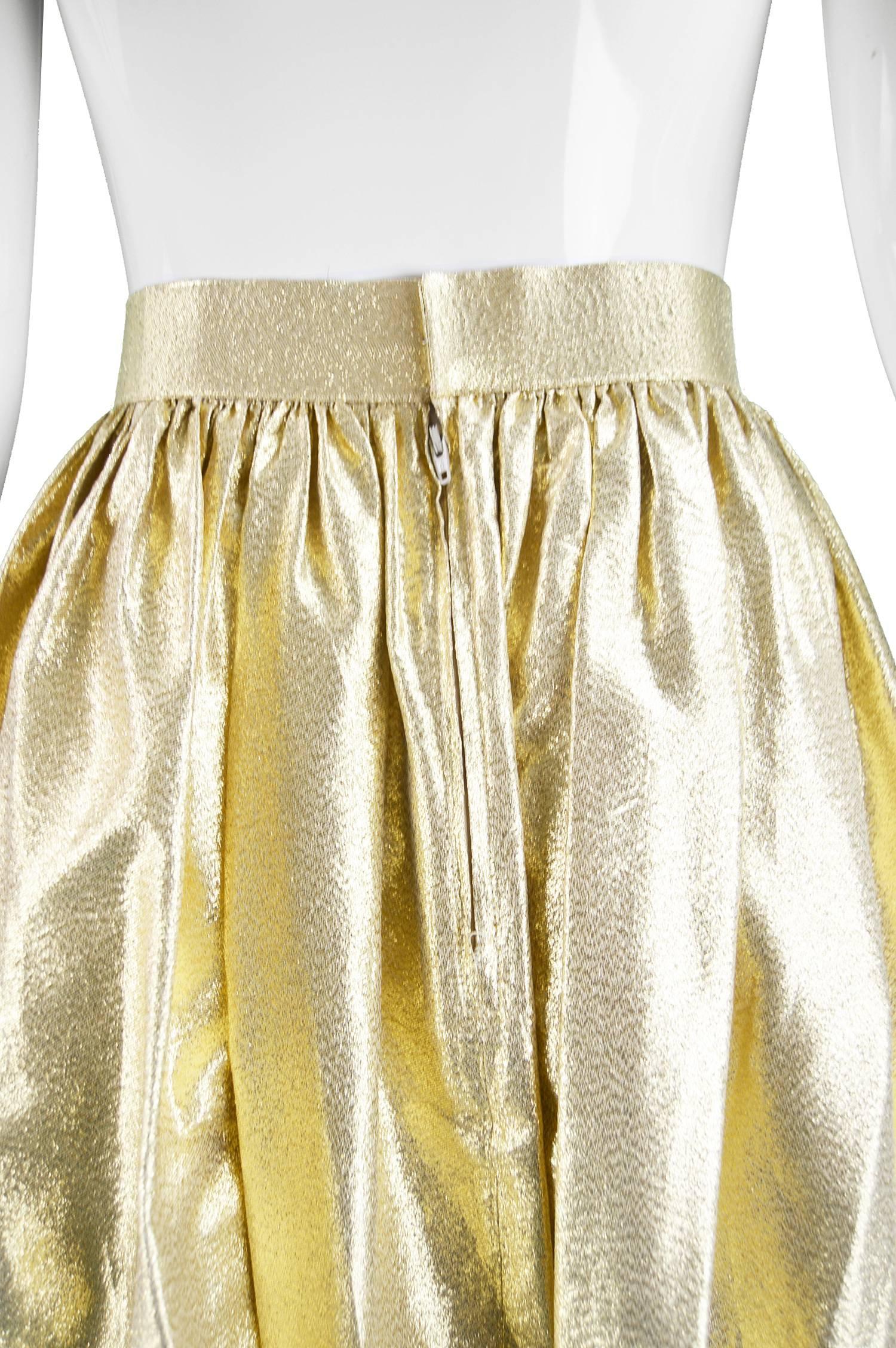 Albert Capraro Vintage Metallic Gold Lamé Maxi Skirt, 1980s 3
