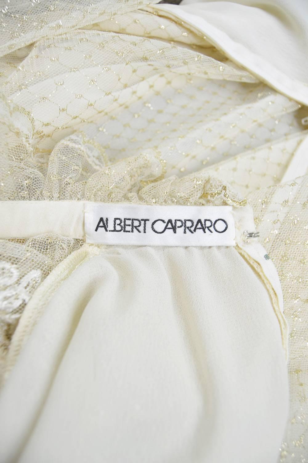 Albert Capraro Vintage Romantic Cream & Gold Lace Blouse, 1980s 4