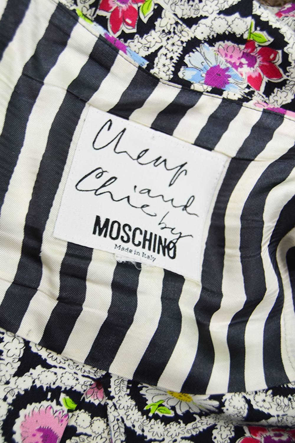 Moschino Cheap & Chic Black & White Floral Cross Back Cotton Vest, 1990s  2