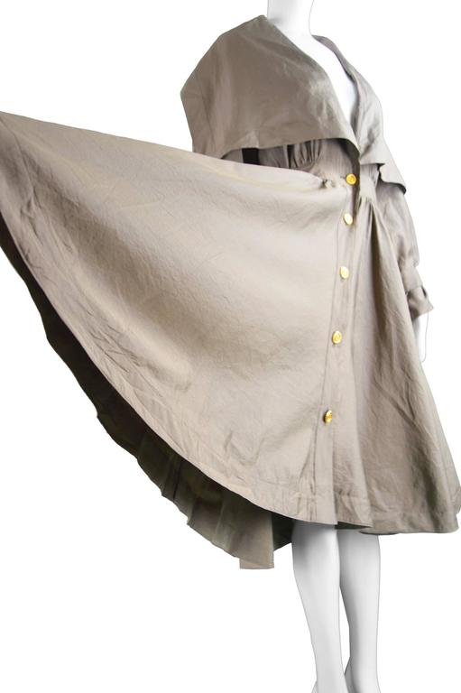 Balenciaga Vintage Silk Cape Collar Full Skirt Trench Coat Dress, c