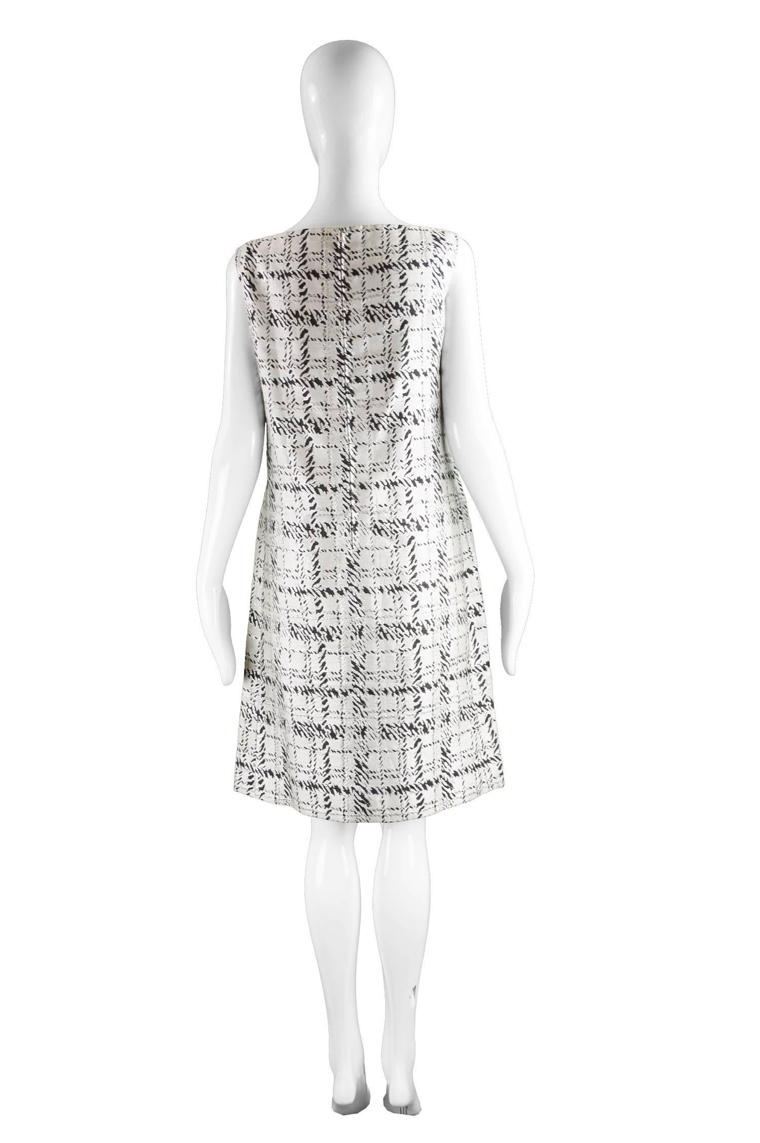 Renato Balestra Silver Lurex & Silk Brocade Vintage Party Shift Dress, 1960s For Sale 3